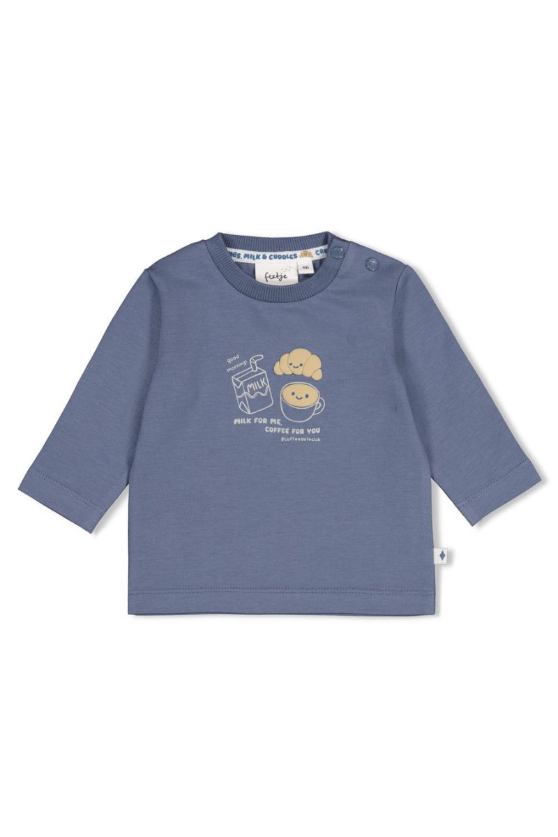 Feetje Longsleeve Breakfast Buddy Blauw, blauwe longsleeve voor baby